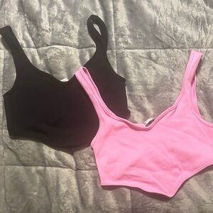 Zara Ribbed Crop Tops in Black and Pink
